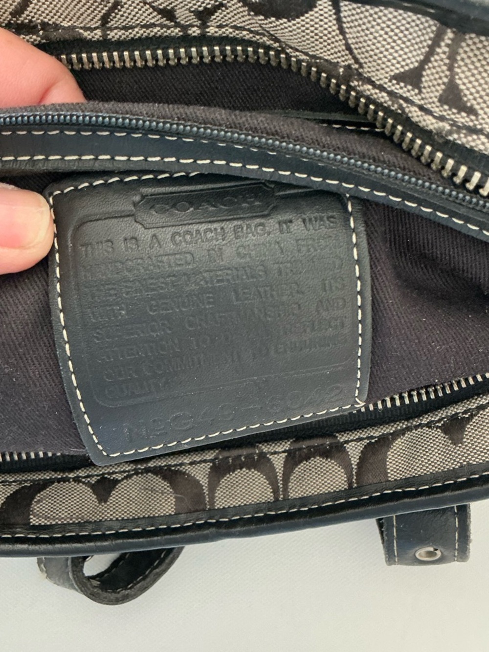 Coach Signature Canvas Tote Bag Brown Black Leather Trim Style 6042 - Picture 7 of 15